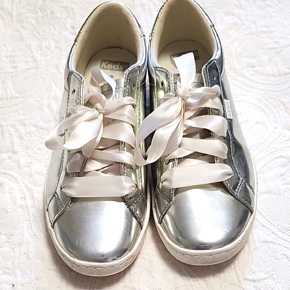 Keds Silver Metallic Sneakers with White Laces